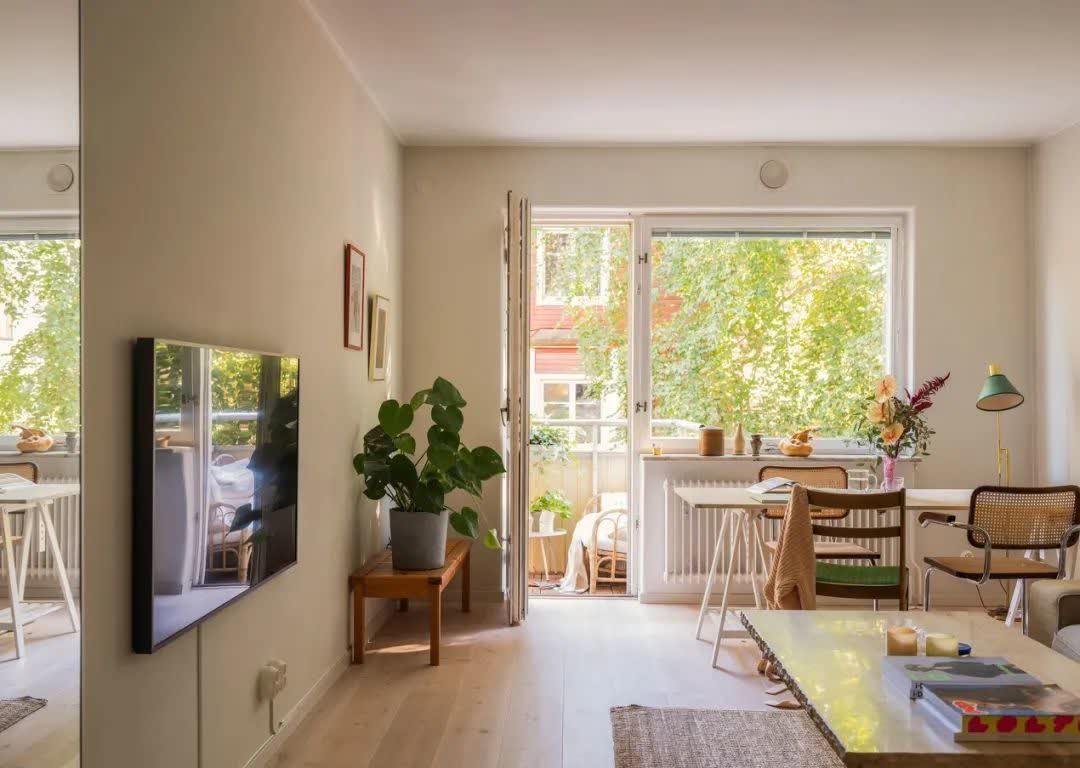 58平北欧公寓，绿色亚麻色营造自然氛围，更好的还原心中家的样子